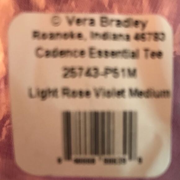 Vera Bradley Cadence Tee Light Rose Violet Medium - Picture 7 of 7